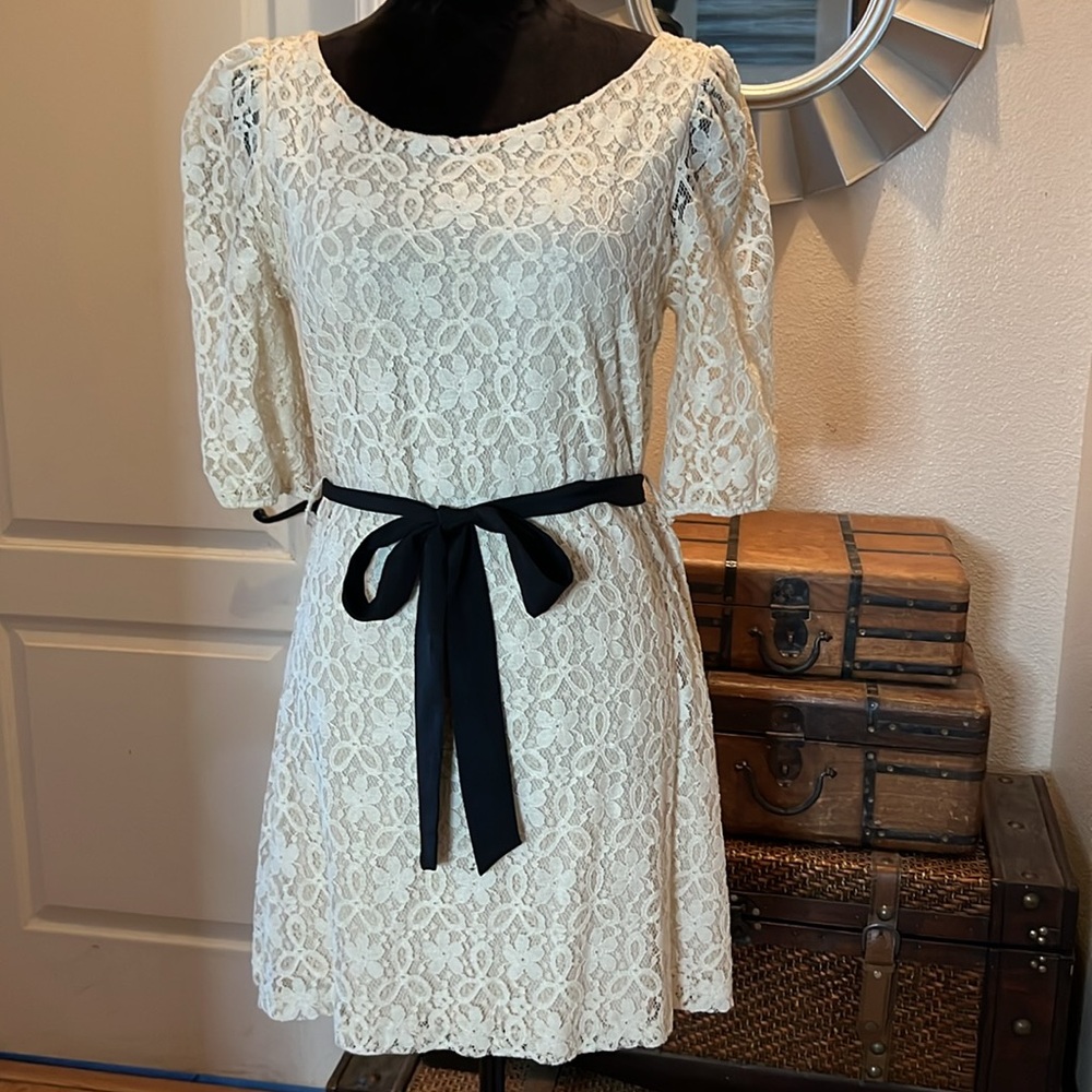 Cute cream, and black lace dress by Just Ginger, size small